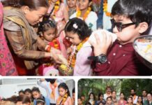 फूलदेई पर्व पर बच्चों संग रेखा आर्या ने दिया प्रकृति संरक्षण का संदेश।