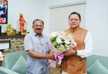 मुख्यमंत्री श्री पुष्कर सिंह धामी से राजस्थान विधानसभा अध्यक्ष श्री वासुदेव देवनानी ने की शिष्टाचार भेंट।