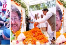 केंद्रीय रक्षा मंत्री श्री राजनाथ सिंह एवं मुख्यमंत्री श्री पुष्कर सिंह धामी ने बुधवार को मझौन, देहरादून में स्व जसपाल राणा के त्रयोदशी संस्कार में शामिल होकर उन्हें श्रद्धांजलि अर्पित की।
