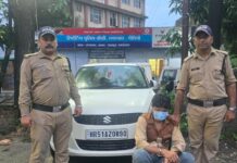 पटेलनगर क्षेत्र में हुई फायरिंग की घटना में शामिल अभियुक्त को चंद घंटों में पुलिस ने वाहन सहित किया गिरफ्तार।