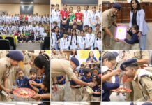 नन्हे हाथों ने एसएसपी दून की कलाई पर राखी बांध लिया रक्षा का वचन।